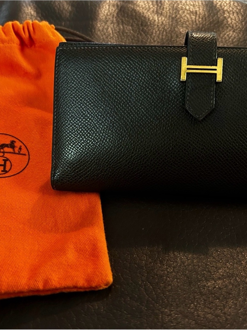 Hermes Brown Leather Wallet with Gold H-Turn Lock